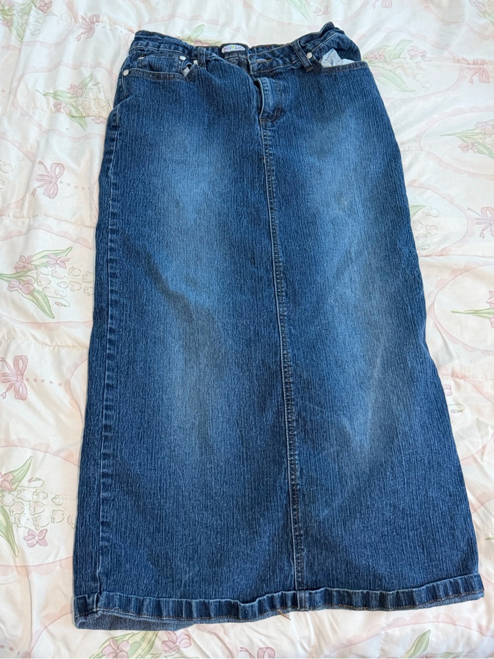 Classic Dark Blue Denim Maxi Skirt - Women
